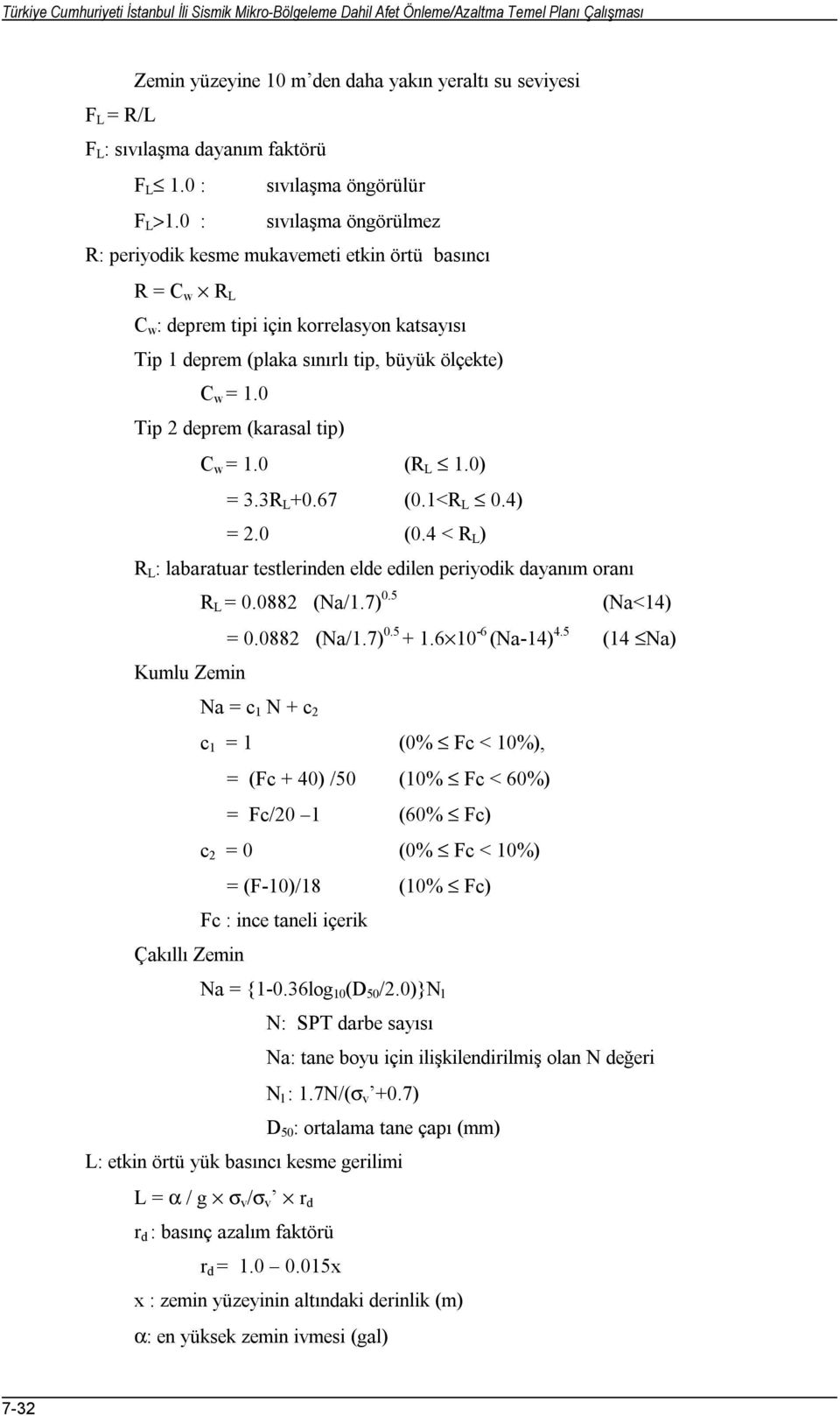 0 Tip 2 deprem (karasal tip) C w = 1.0 (R L 1.0) = 3.3R L +0.67 (0.1<R L 0.4) = 2.0 (0.4 < R L ) R L : labaratuar testlerinden elde edilen periyodik dayanım oranı R L = 0.0882 (Na/1.7) 0.