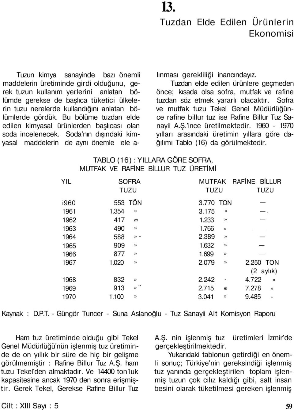 Soda'nın dışındaki kimyasal maddelerin de aynı önemle ele a- lınması gerekliliği inancındayız.