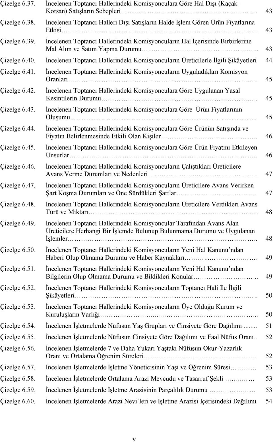 . 43 İncelenen Toptancı Hallerindeki Komisyoncuların Hal İçerisinde Birbirlerine Mal Alım ve Satım Yapma Durumu...... 43 Çizelge 6.40.