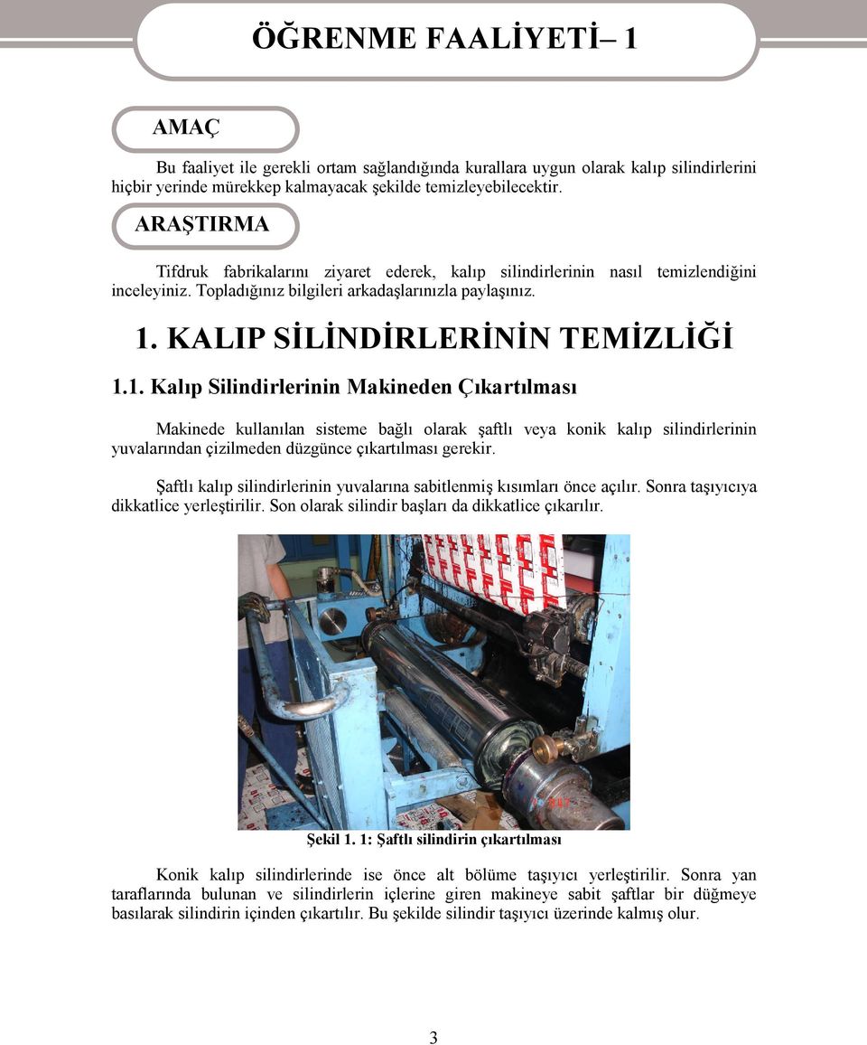 KALIP SİLİNDİRLERİNİN TEMİZLİĞİ 1.