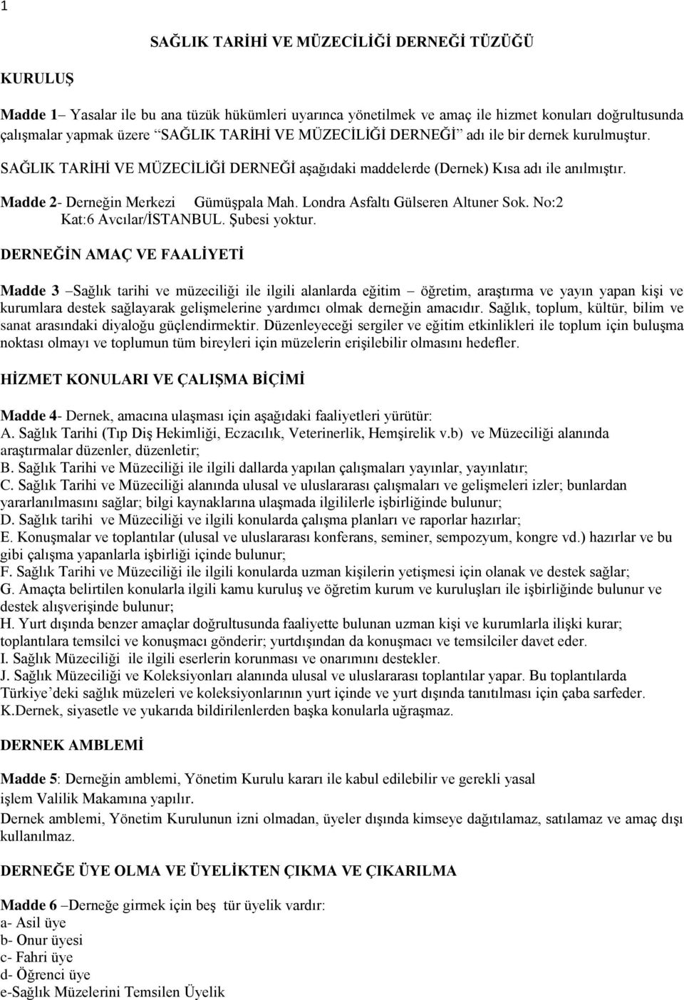 Londra Asfaltı Gülseren Altuner Sok. No:2 Kat:6 Avcılar/İSTANBUL. Şubesi yoktur.