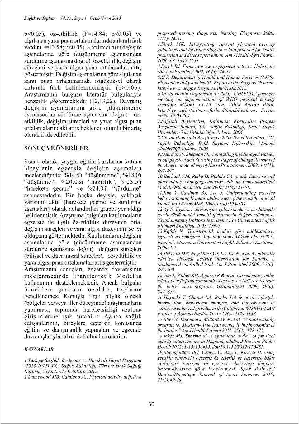 From exercise to physical activity. Holistictic Nursing Practice, 2002; 16 (5): 24-31. 5.U.S. Department of Health and Human Services (1996). Physical activity and health.