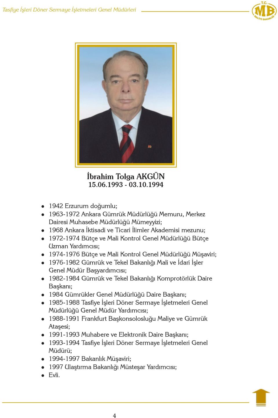 Kontrol Genel Müdürlüğü Bütçe Uzman Yardımcısı; 1974-1976 Bütçe ve Mali Kontrol Genel Müdürlüğü Müşaviri; 1976-1982 Gümrük ve Tekel Bakanlığı Mali ve İdari İşler Genel Müdür Başyardımcısı; 1982-1984