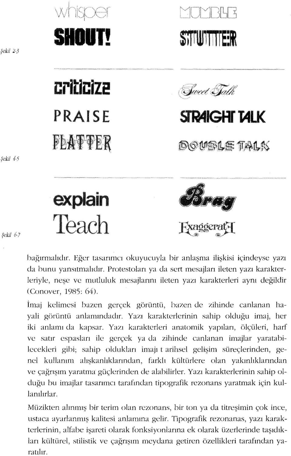 Imaj kelimesi bazen gerçek görüntü, bazen de zihinde canlanan hayali görüntü anlamındadır. Yazı karakterlerinin sahip olduğu imaj, her iki anlamı da kapsar.