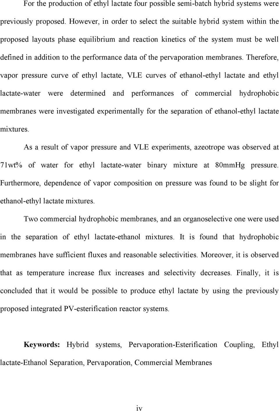 the pervaporation membranes.