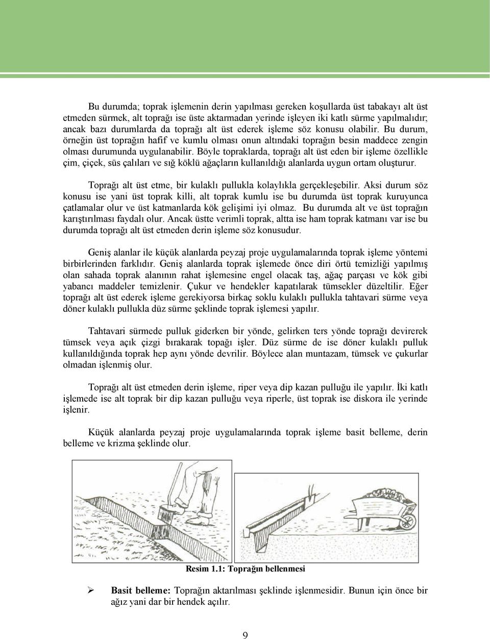 Böyle topraklarda, toprağı alt üst eden bir işleme özellikle çim, çiçek, süs çalıları ve sığ köklü ağaçların kullanıldığı alanlarda uygun ortam oluşturur.