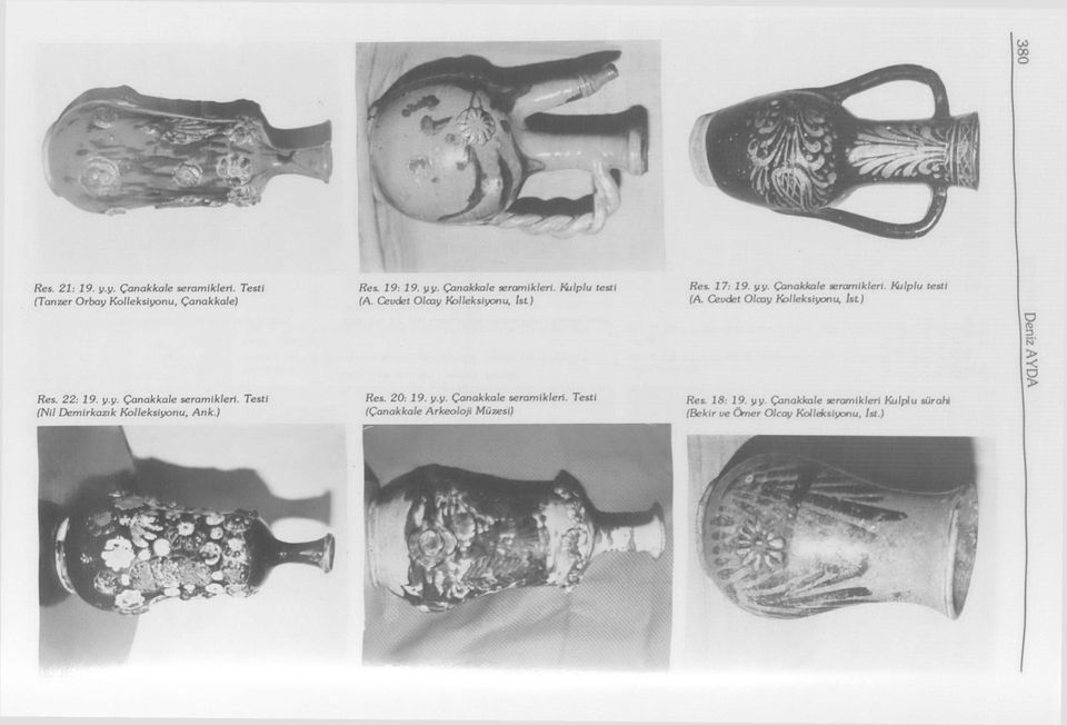 22: 19. y.y. Çanakkale seramikleri. Testi (Nil Demirkazık Kolleksivonu, Ank.) Res. 20: 19. y.y. Çanakkale seramikleri. Testi (Çanakkale Arkeoloji Müzesi) Res.
