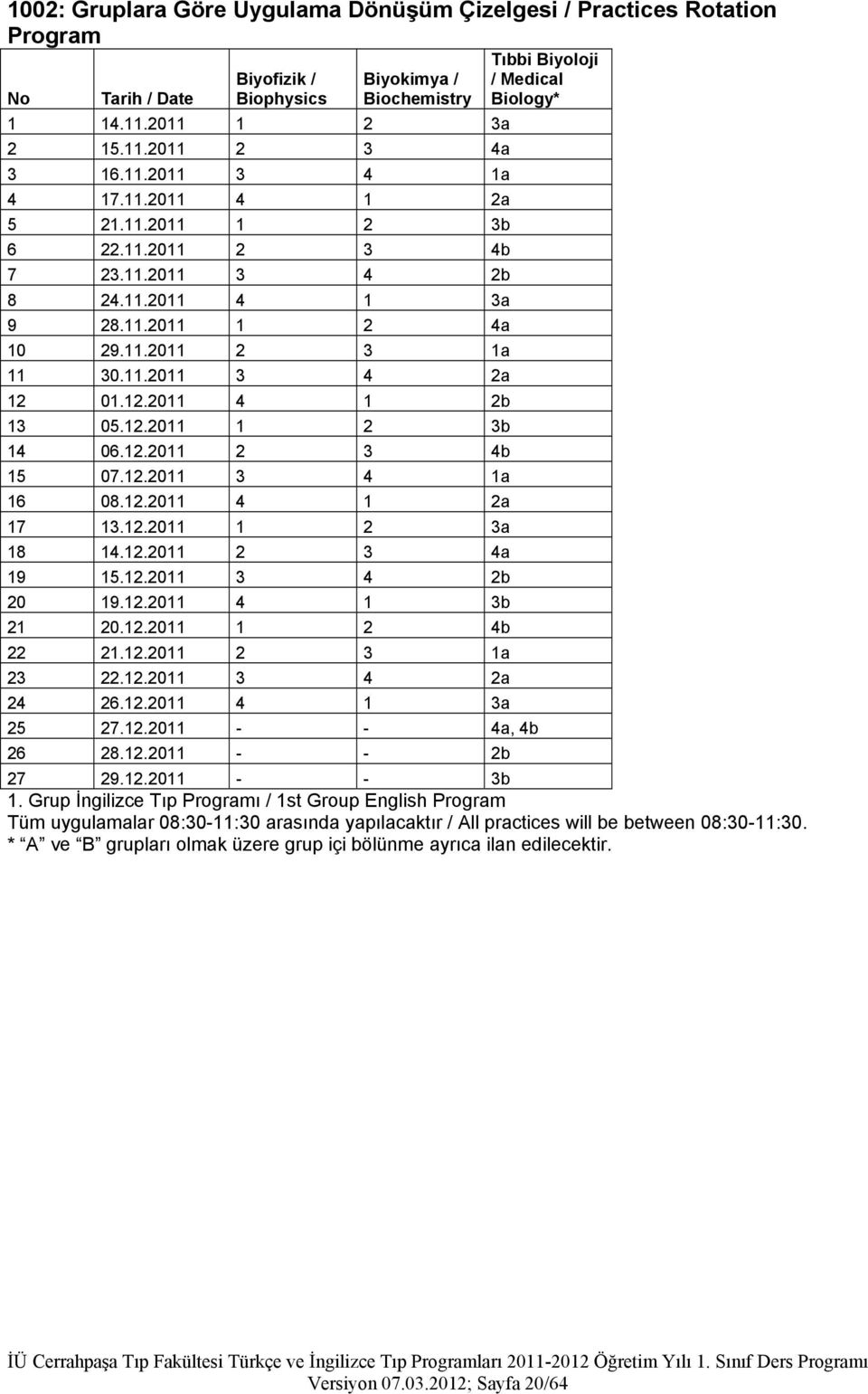 12.2011 2 3 4b 15 07.12.2011 3 4 1a 16 08.12.2011 4 1 2a 17 13.12.2011 1 2 3a 18 14.12.2011 2 3 4a 19 15.12.2011 3 4 2b 20 19.12.2011 4 1 3b 21 20.12.2011 1 2 4b 22 21.12.2011 2 3 1a 23 22.12.2011 3 4 2a 24 26.