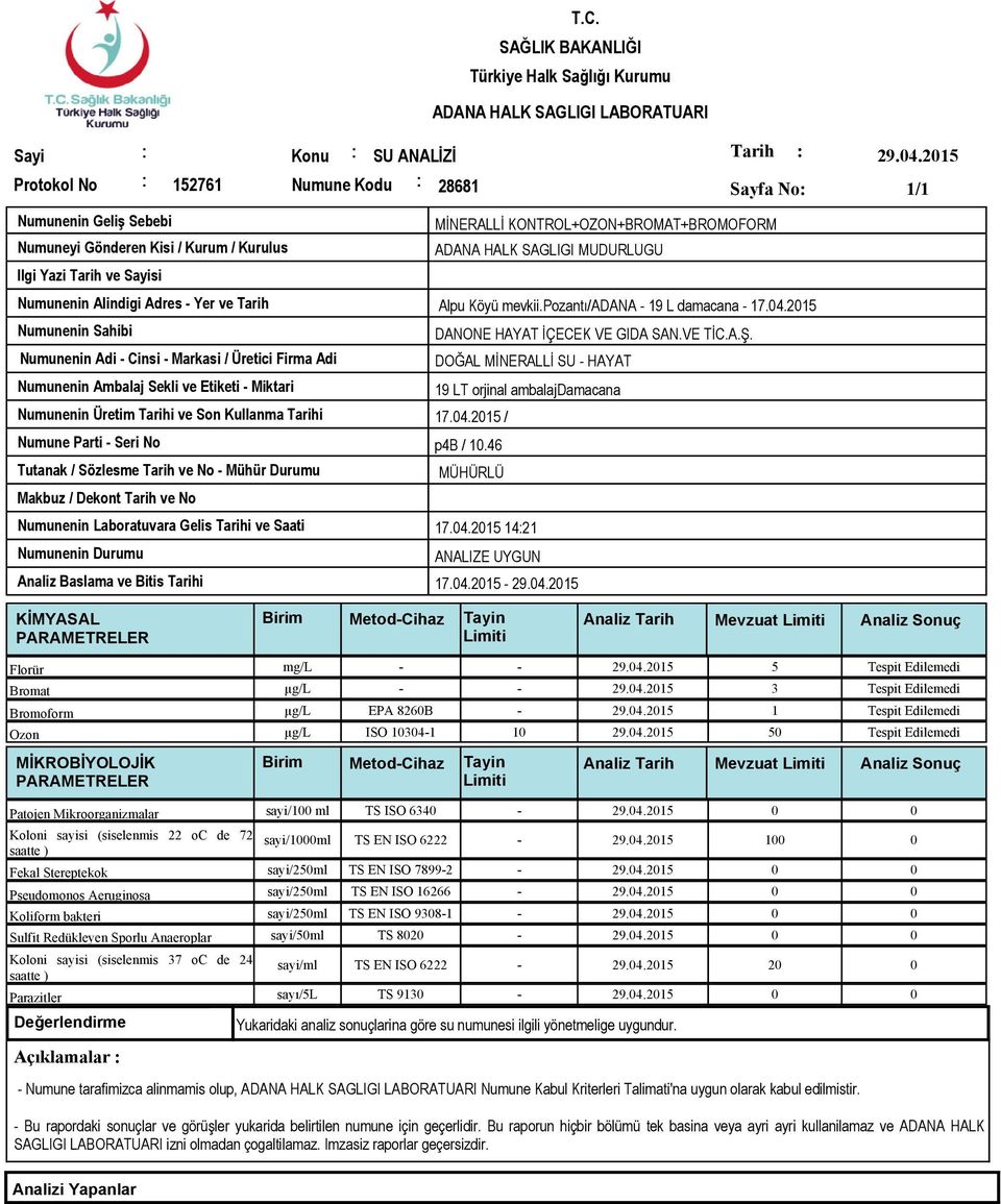 2 DOĞAL MİNERALLİ SU HAYAT 9 LT orjinal ambalajdamacana 7.4.