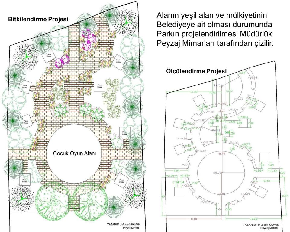 Parkın projelendirilmesi Müdürlük Peyzaj