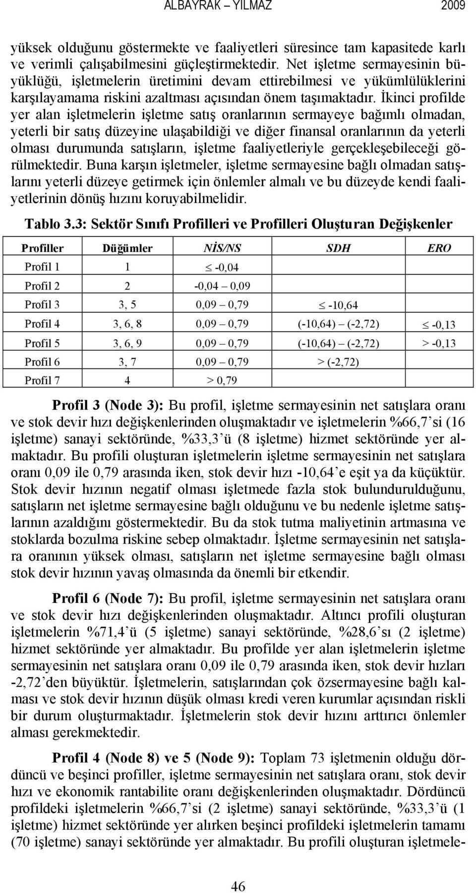 İkinci profilde yer alan işletmelerin işletme satış oranlarının sermayeye bağımlı olmadan, yeterli bir satış düzeyine ulaşabildiği ve diğer finansal oranlarının da yeterli olması durumunda