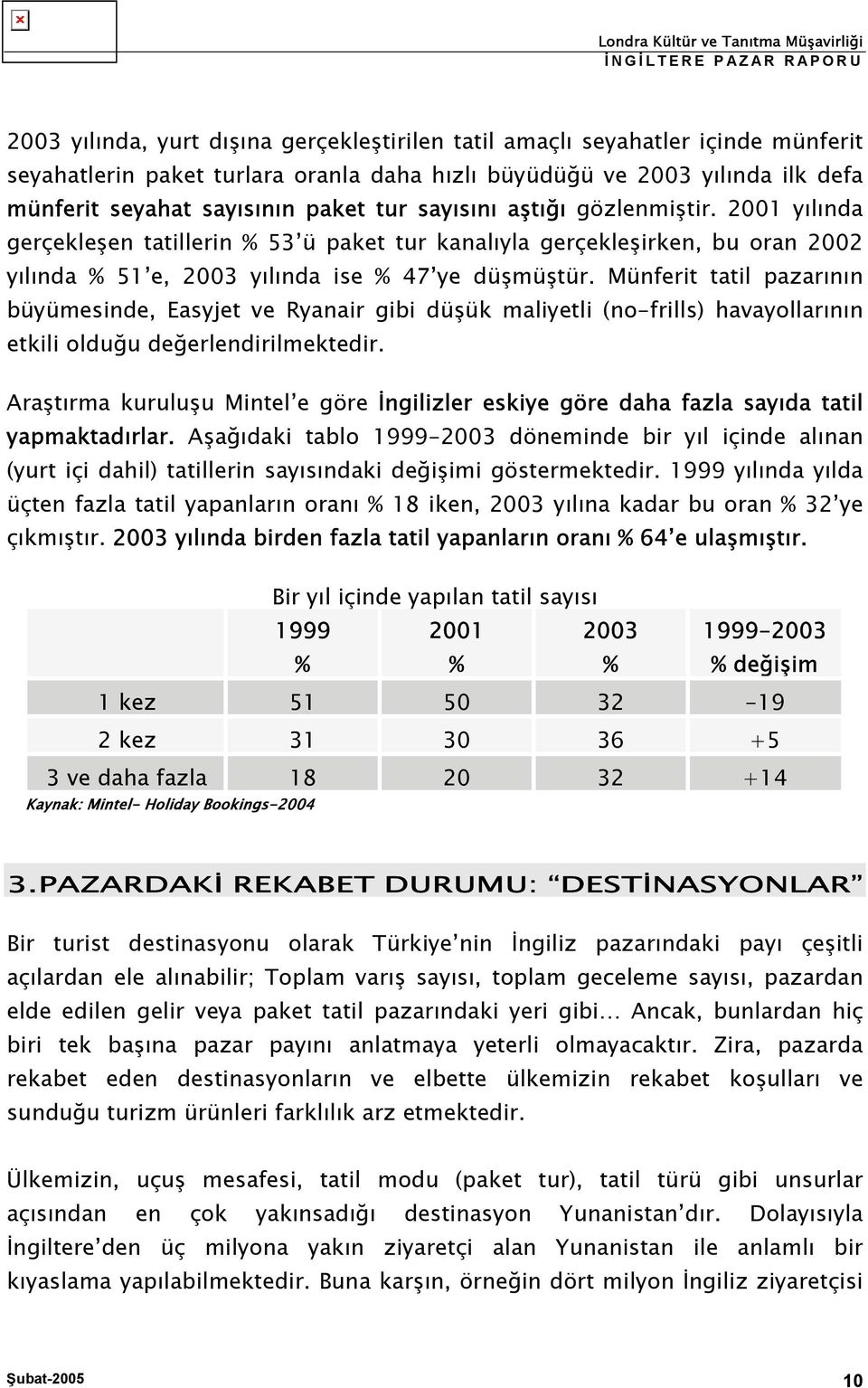 Münferit tatil pazarının büyümesinde, Easyjet ve Ryanair gibi düşük maliyetli (no-frills) havayollarının etkili olduğu değerlendirilmektedir.