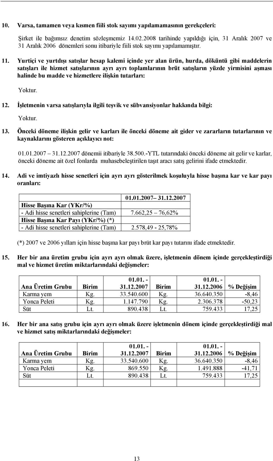 Yurtiçi ve yurtdışı satışlar hesap kalemi içinde yer alan ürün, hurda, döküntü gibi maddelerin satışları ile hizmet satışlarının ayrı ayrı toplamlarının brüt satışların yüzde yirmisini aşması halinde