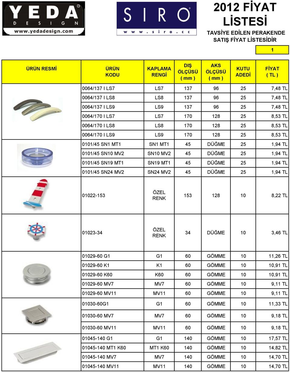 45 DÜĞME 25 1,94 TL 0101/45 SN24 MV2 SN24 MV2 45 DÜĞME 25 1,94 TL 01022-153 153 128 10 8,22 TL 01023-34 34 DÜĞME 10 3,46 TL 01029-60 G1 G1 60 GÖMME 10 11,26 TL 01029-60 K1 K1 60 GÖMME 10 10,91 TL