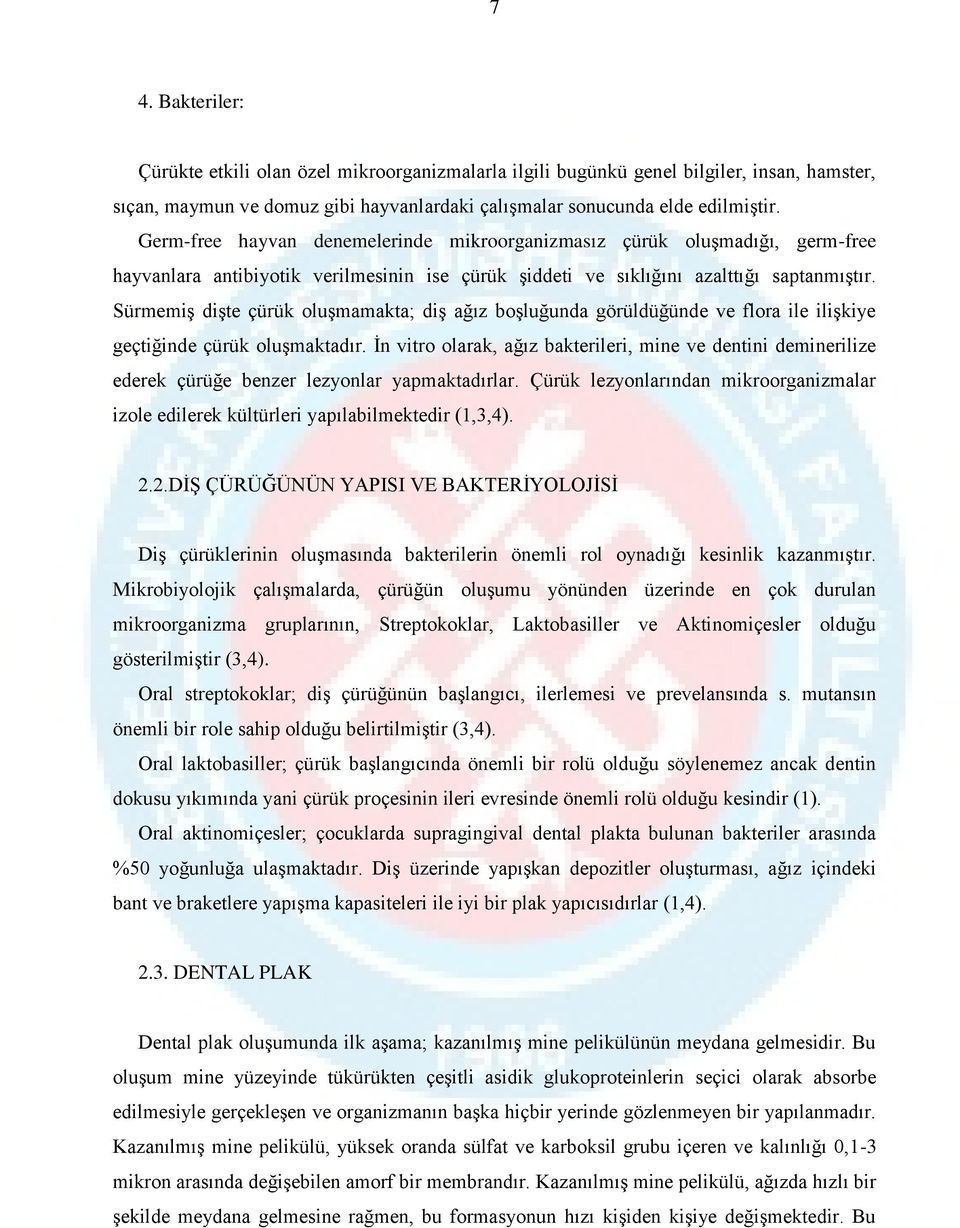 Sürmemiş dişte çürük oluşmamakta; diş ağız boşluğunda görüldüğünde ve flora ile ilişkiye geçtiğinde çürük oluşmaktadır.