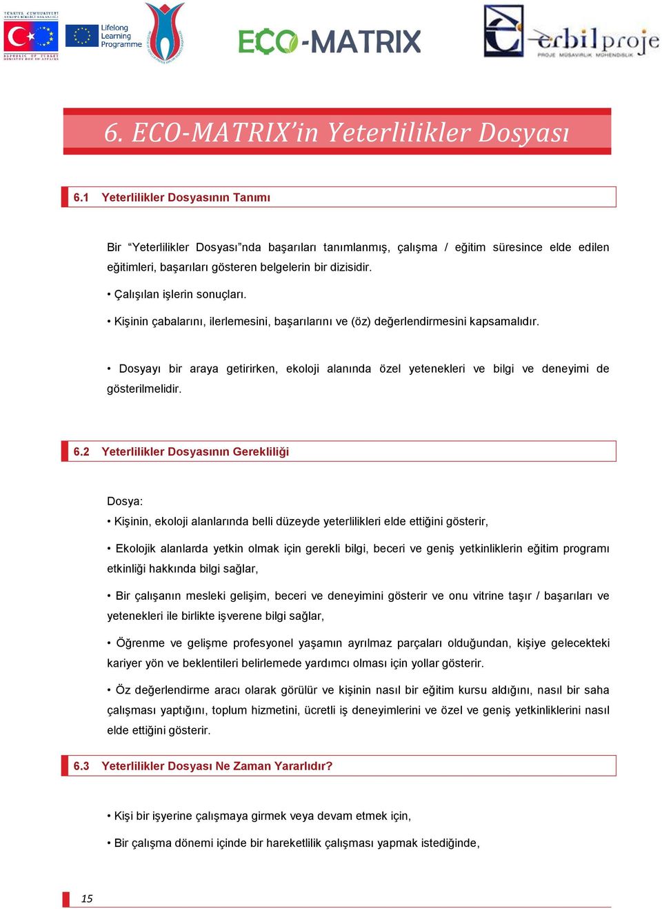 Çalışılan işlerin sonuçları. Kişinin çabalarını, ilerlemesini, başarılarını ve (öz) değerlendirmesini kapsamalıdır.