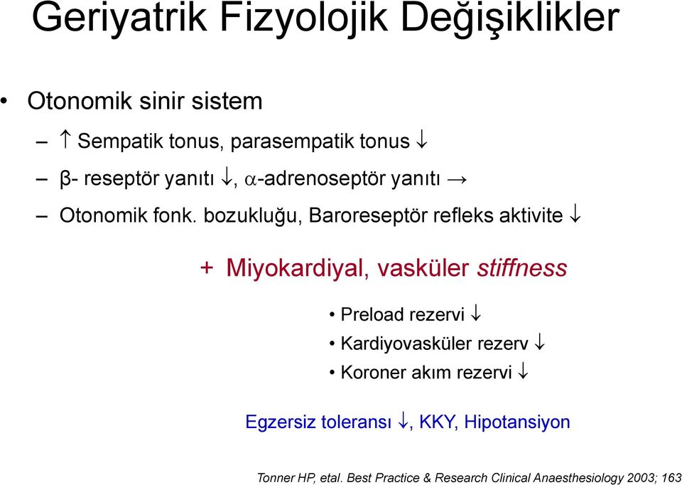 bozukluğu, Baroreseptör refleks aktivite + Miyokardiyal, vasküler stiffness Preload rezervi