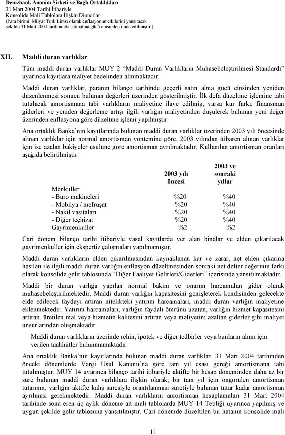 İlk defa düzeltme işlemine tabi tutulacak amortismana tabi varlıkların maliyetine ilave edilmiş, varsa kur farkı, finansman giderleri ve yeniden değerleme artışı ilgili varlığın maliyetinden