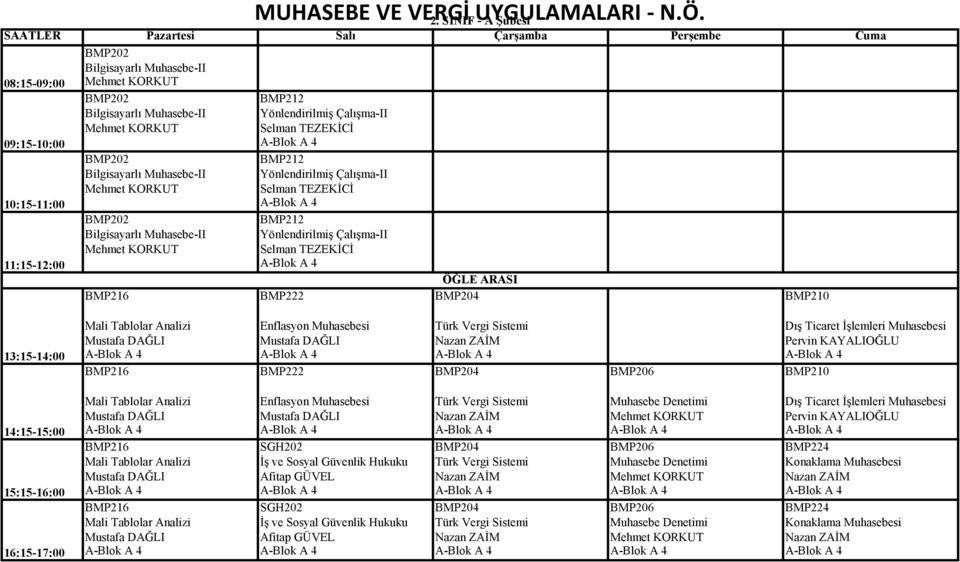 İşlemleri Muhasebesi Mustafa DAĞLI Mustafa DAĞLI Nazan ZAİM Pervin KAYALIOĞLU A-Blok A 4 A-Blok A 4 A-Blok A 4 A-Blok A 4 BMP216 BMP222 BMP206 BMP210 Mali Tablolar Analizi Enflasyon Muhasebesi Türk