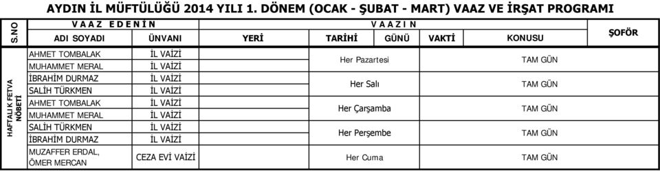 MUHAMMET MERAL SALİH TÜRKMEN İBRAHİM DURMAZ Her Salı Her