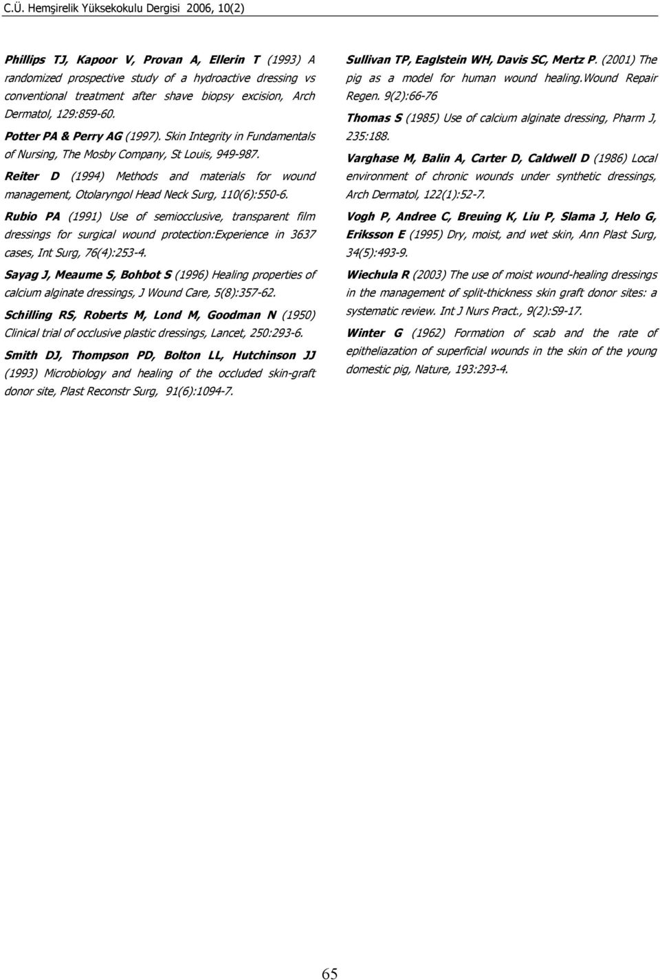 Reiter D (1994) Methods and materials for wound management, Otolaryngol Head Neck Surg, 110(6):550-6.