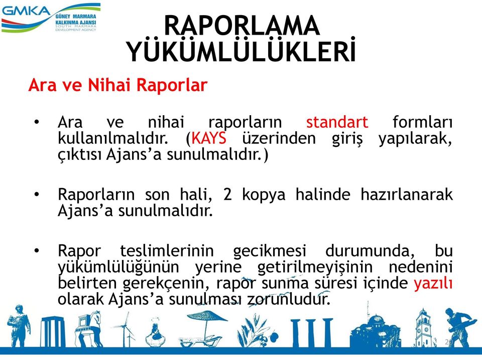 ) Raporların son hali, 2 kopya halinde hazırlanarak Ajans a sunulmalıdır.