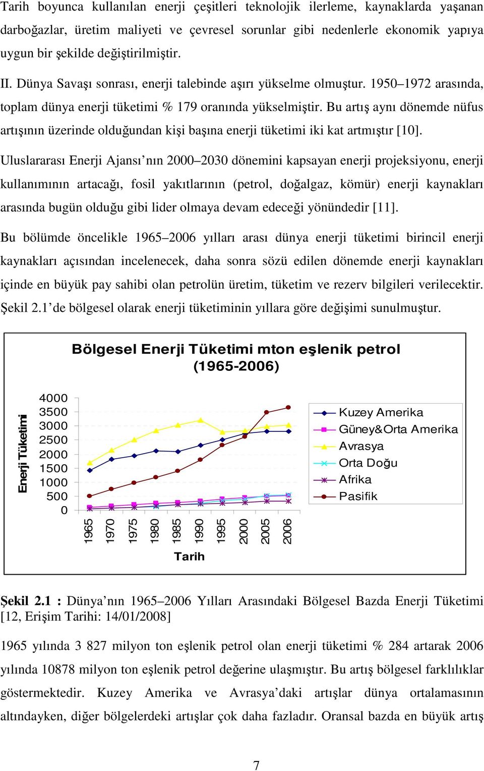 Bu artış aynı dönemde nüfus artışının üzerinde olduğundan kişi başına enerji tüketimi iki kat artmıştır [10].