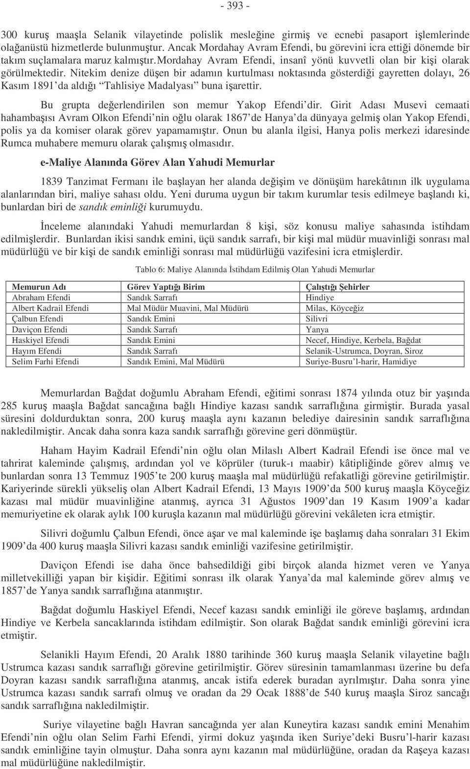 Nitekim denize düen bir adamın kurtulması noktasında gösterdii gayretten dolayı, 26 Kasım 1891 da aldıı Tahlisiye Madalyası buna iarettir. Bu grupta deerlendirilen son memur Yakop Efendi dir.