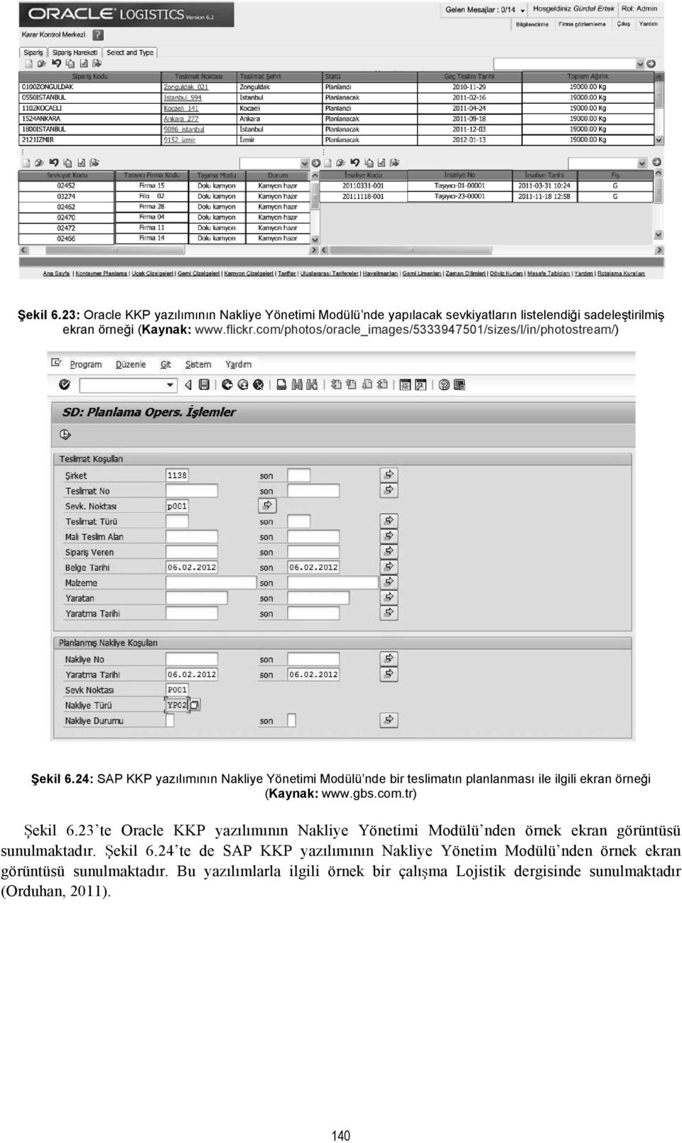 24: SAP KKP yaz l m n n Nakliye Yönetimi Modülünde bir teslimat n planlanmas ile ilgili ekran örne i (Kaynak: www.gbs.com.tr) ekil 6.