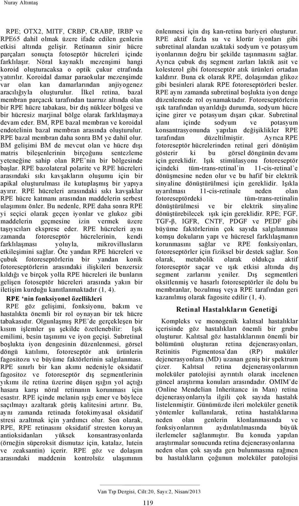 Koroidal damar paraokular mezenşimde var olan kan damarlarından anjiyogenez aracılığıyla oluşturulur.