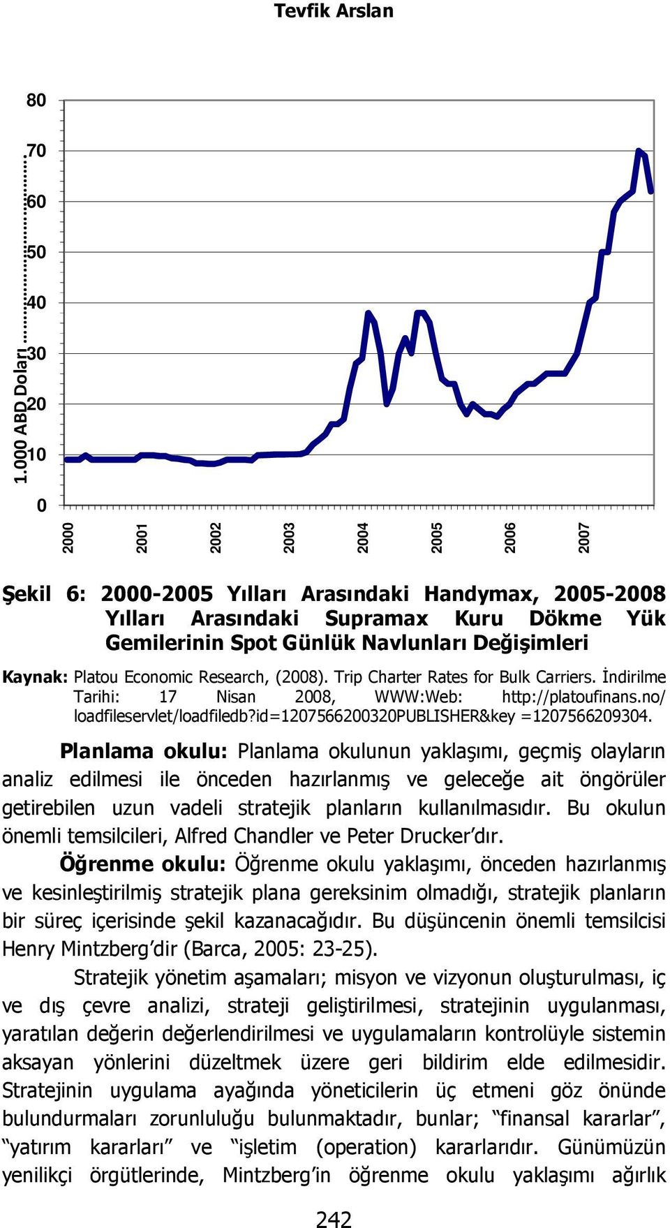 (2008). Trip Charter Rates for Bulk Carriers. İndirilme Tarihi: 17 Nisan 2008, WWW:Web: http://platoufinans.no/ loadfileservlet/loadfiledb?id=1207566200320publisher&key =1207566209304.