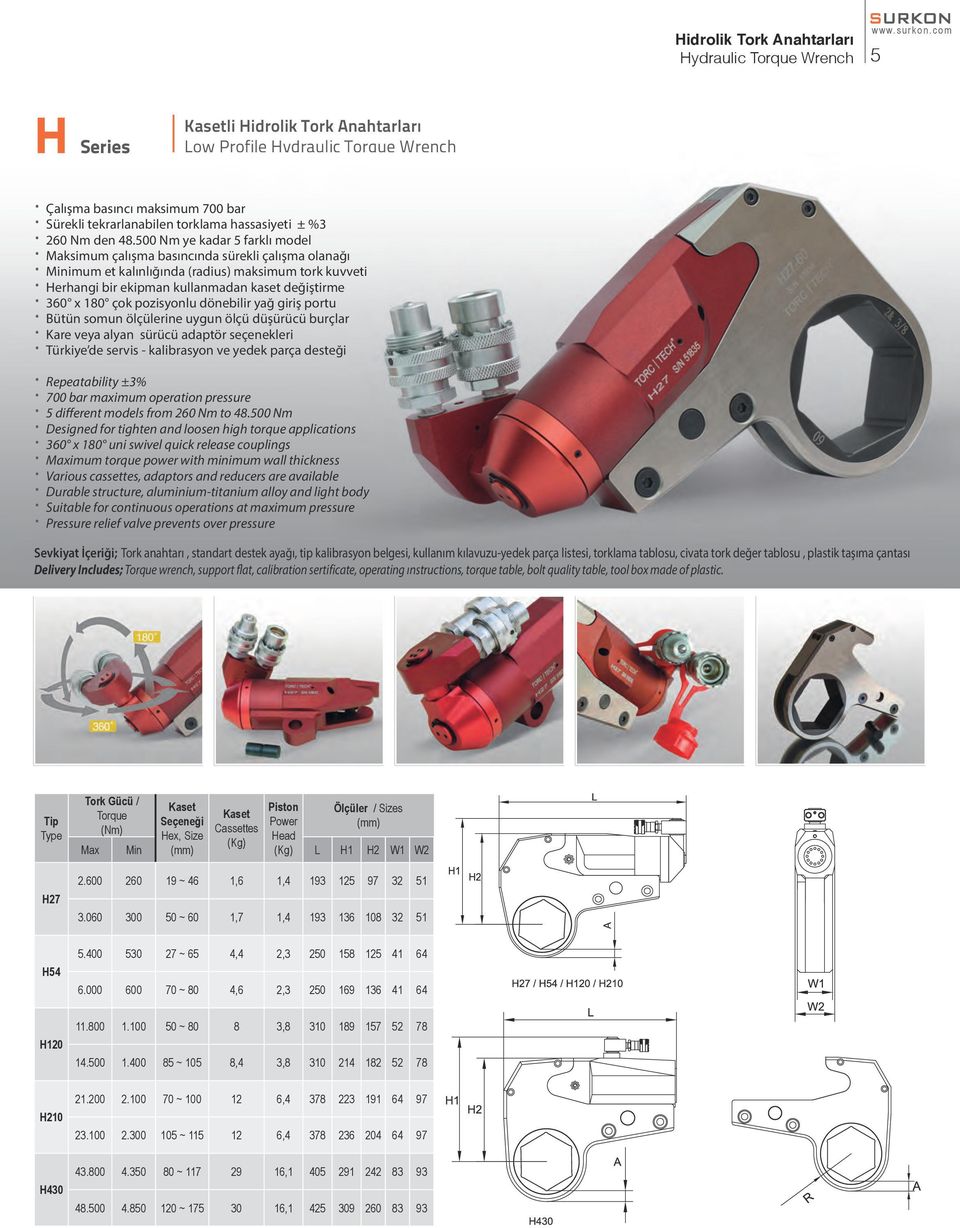 500 Nm ye kadar 5 farklı model Maksimum çalışma basıncında sürekli çalışma olanağı Minimum et kalınlığında (radius) maksimum tork kuvveti Herhangi bir ekipman kullanmadan kaset değiştirme 360 x 180