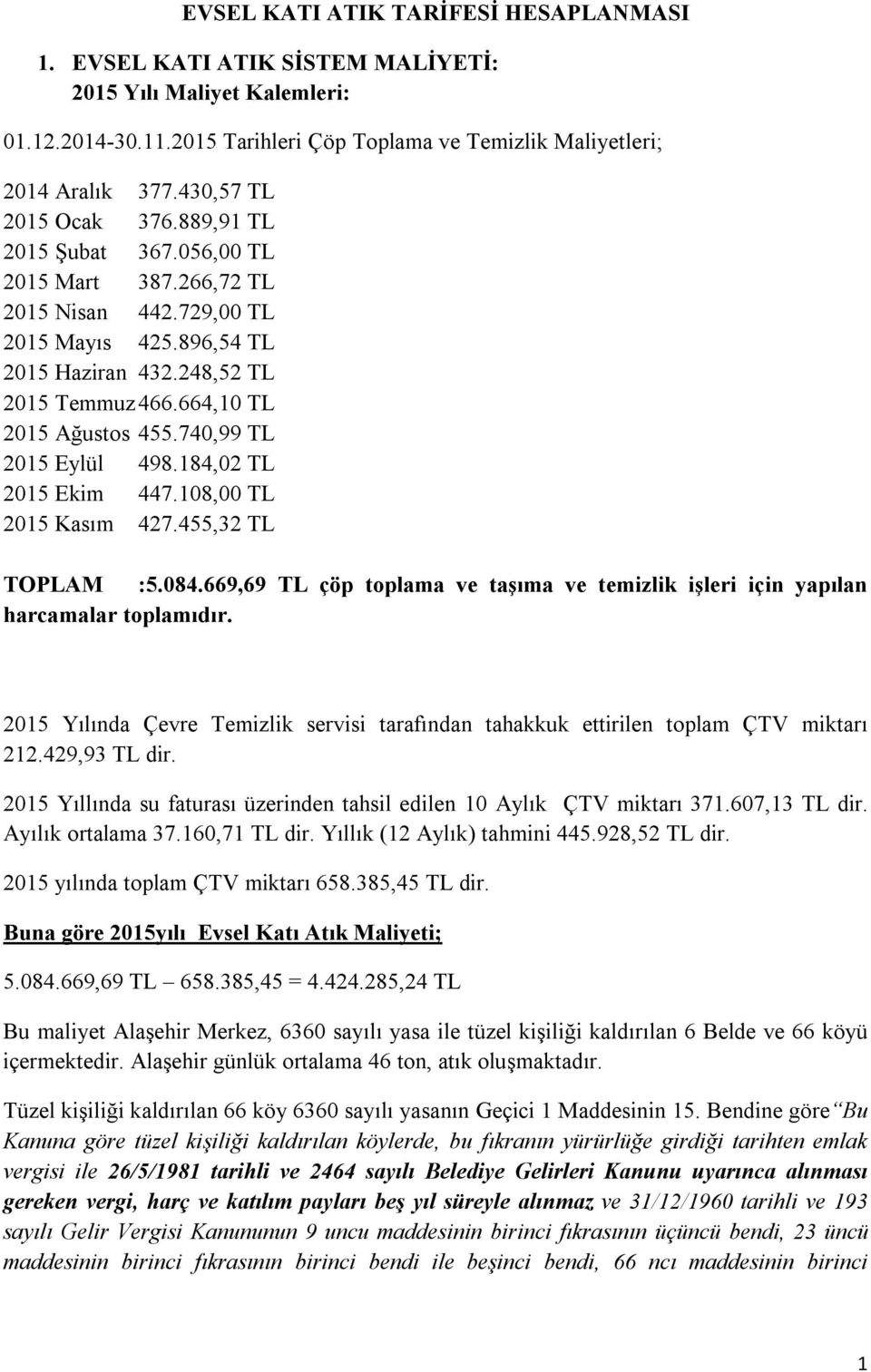 664,10 TL 2015 Ağustos 455.740,99 TL 2015 Eylül 498.184,02 TL 2015 Ekim 447.108,00 TL 2015 Kasım 427.455,32 TL TOPLAM :5.084.