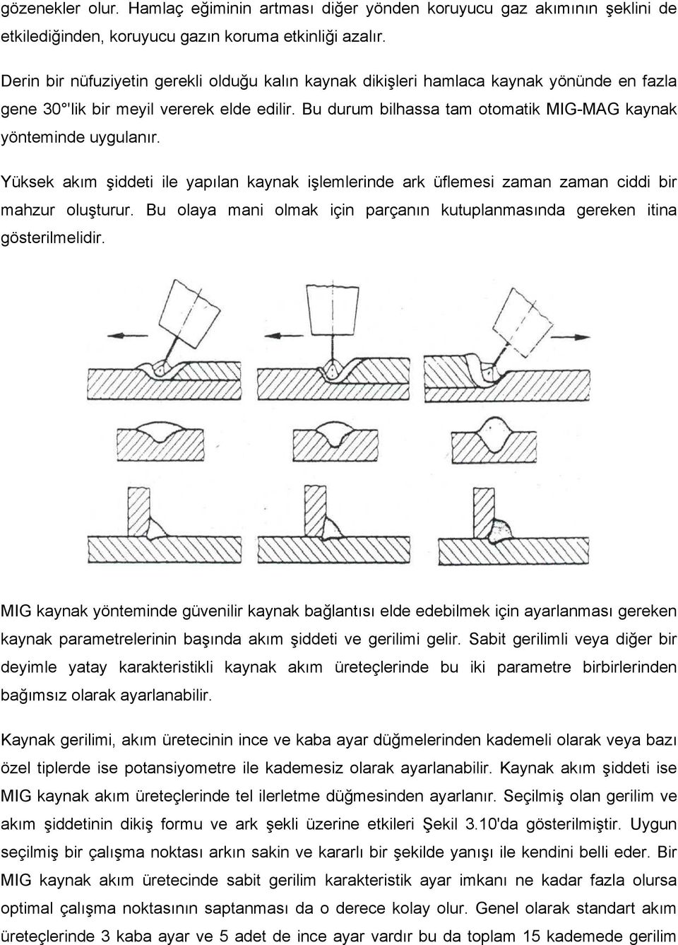 Bu durum bilhassa tam otomatik MIG-MAG kaynak yönteminde uygulanır. Yüksek akım şiddeti ile yapılan kaynak işlemlerinde ark üflemesi zaman zaman ciddi bir mahzur oluşturur.