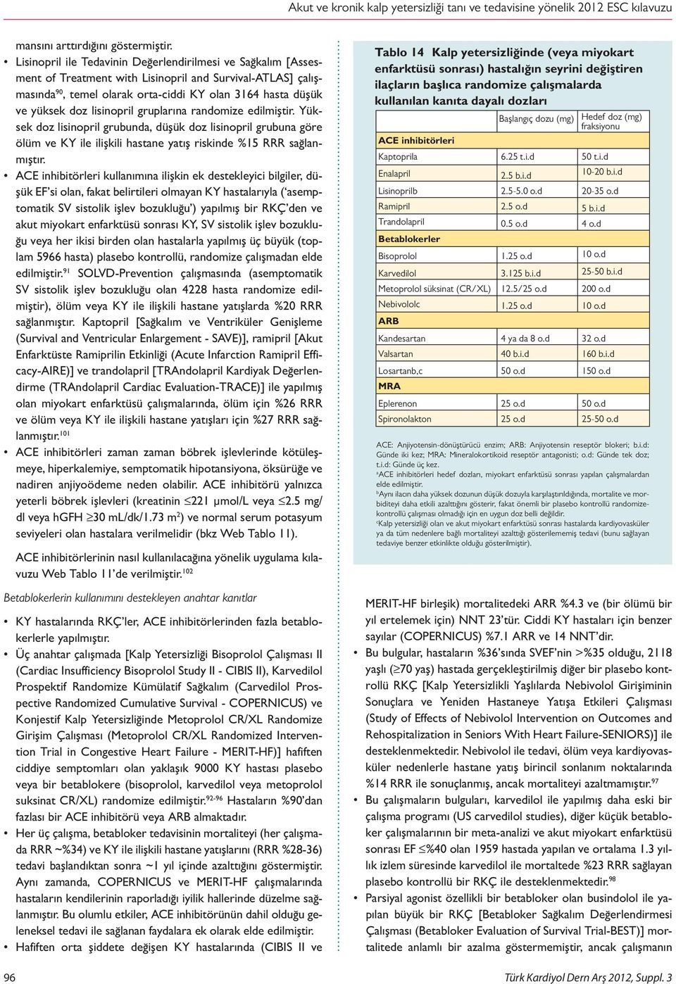 Yüksek doz lisinopril grubunda, düşük doz lisinopril grubuna göre ölüm ve KY ile ilişkili hastane yatış riskinde %15 RRR sağlanmıştır.