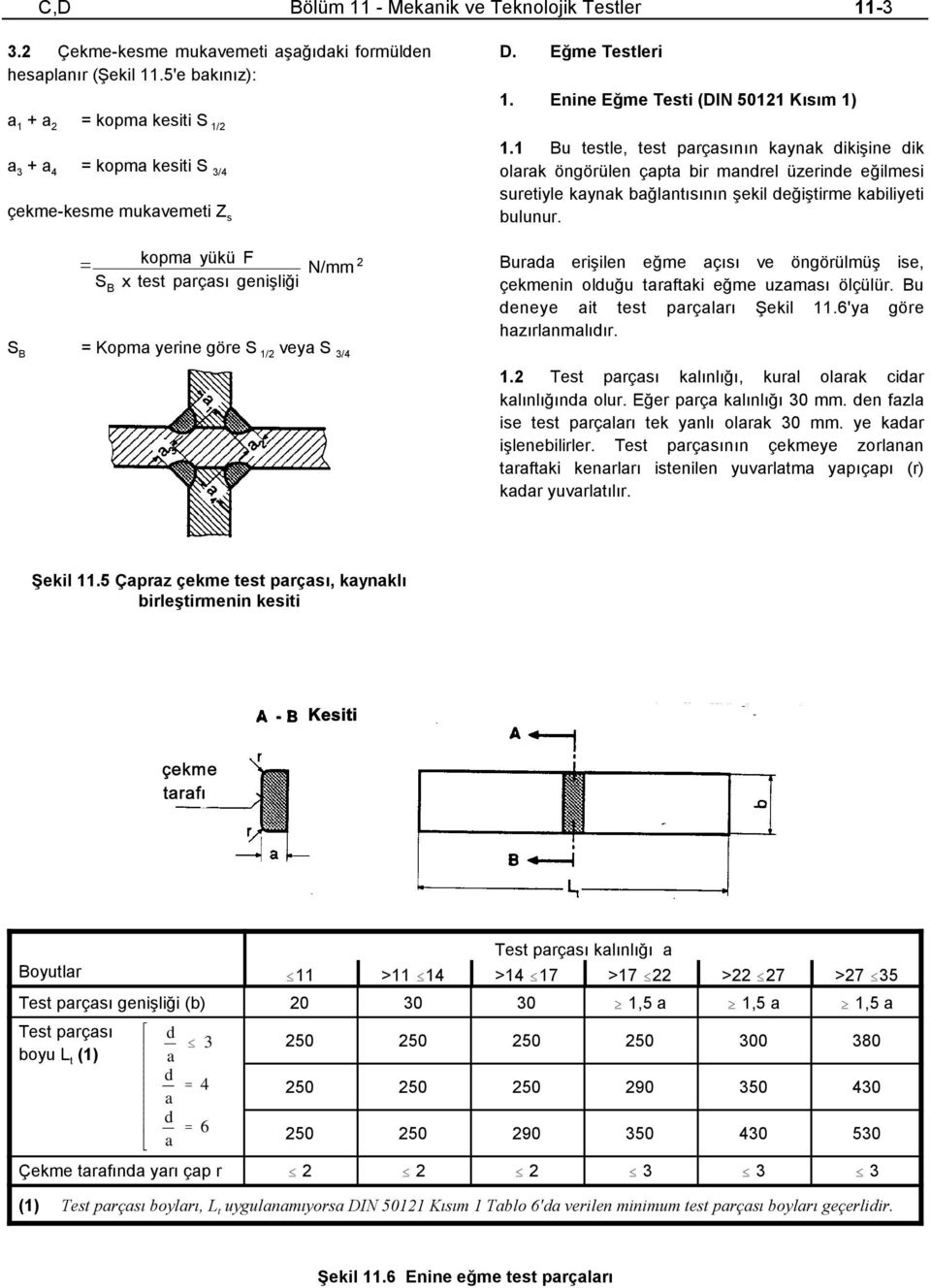 Eğme Testleri 1. Enine Eğme Testi (DIN 50121 Kısım 1) 1.