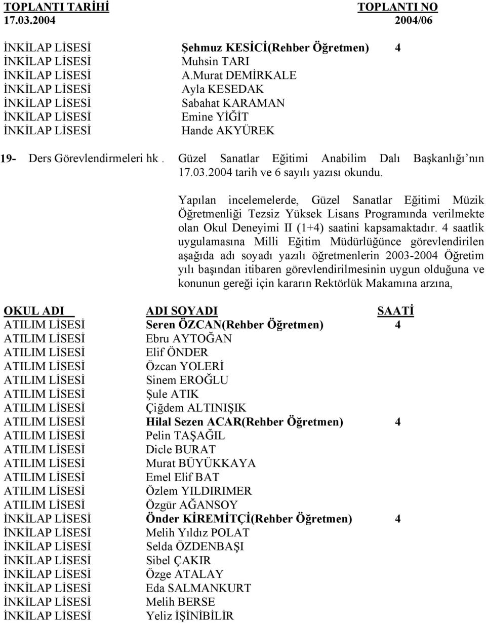 Yapılan incelemelerde, Güzel Sanatlar Eğitimi Müzik Öğretmenliği Tezsiz Yüksek Lisans Programında verilmekte olan Okul Deneyimi II (1+4) saatini kapsamaktadır.