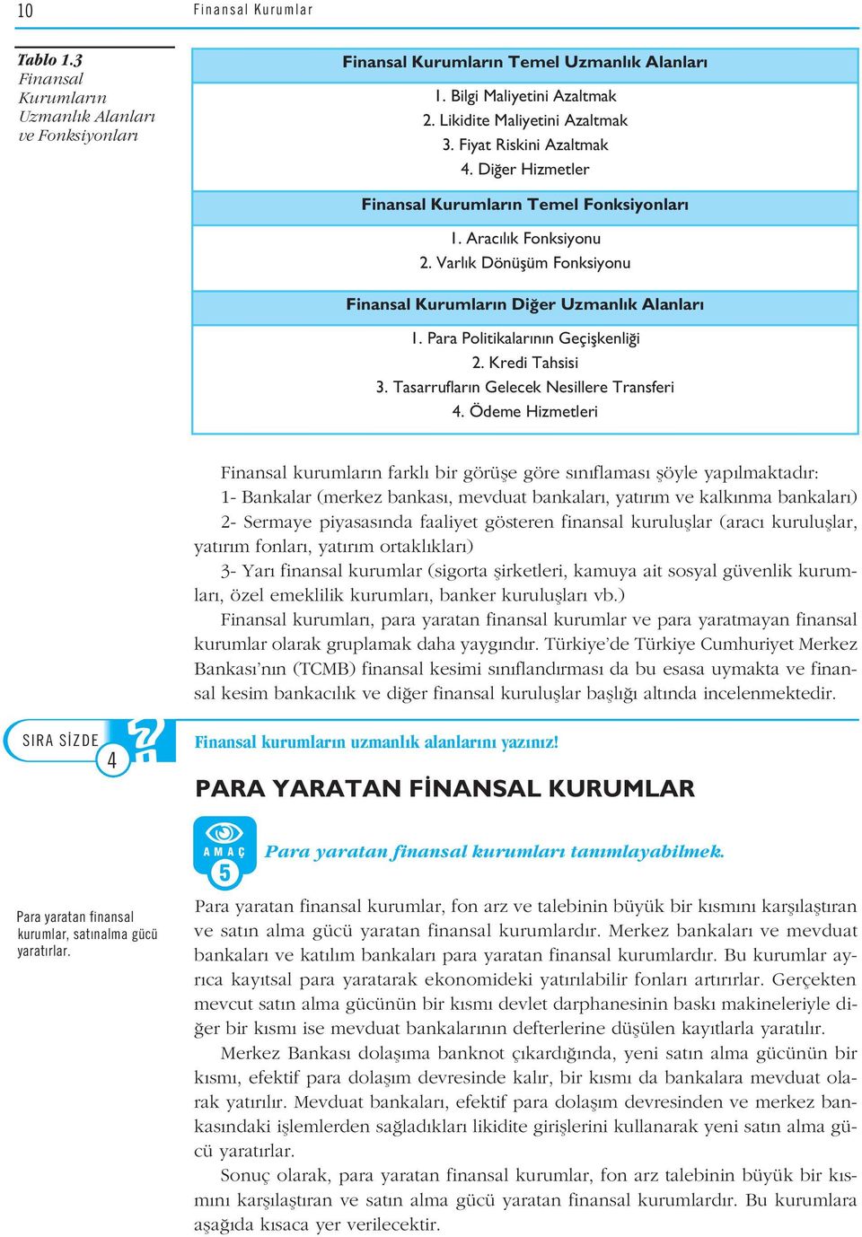 Para Politikalar n n Geçiflkenli i 2. Kredi Tahsisi 3. Tasarruflar n Gelecek Nesillere Transferi 4.