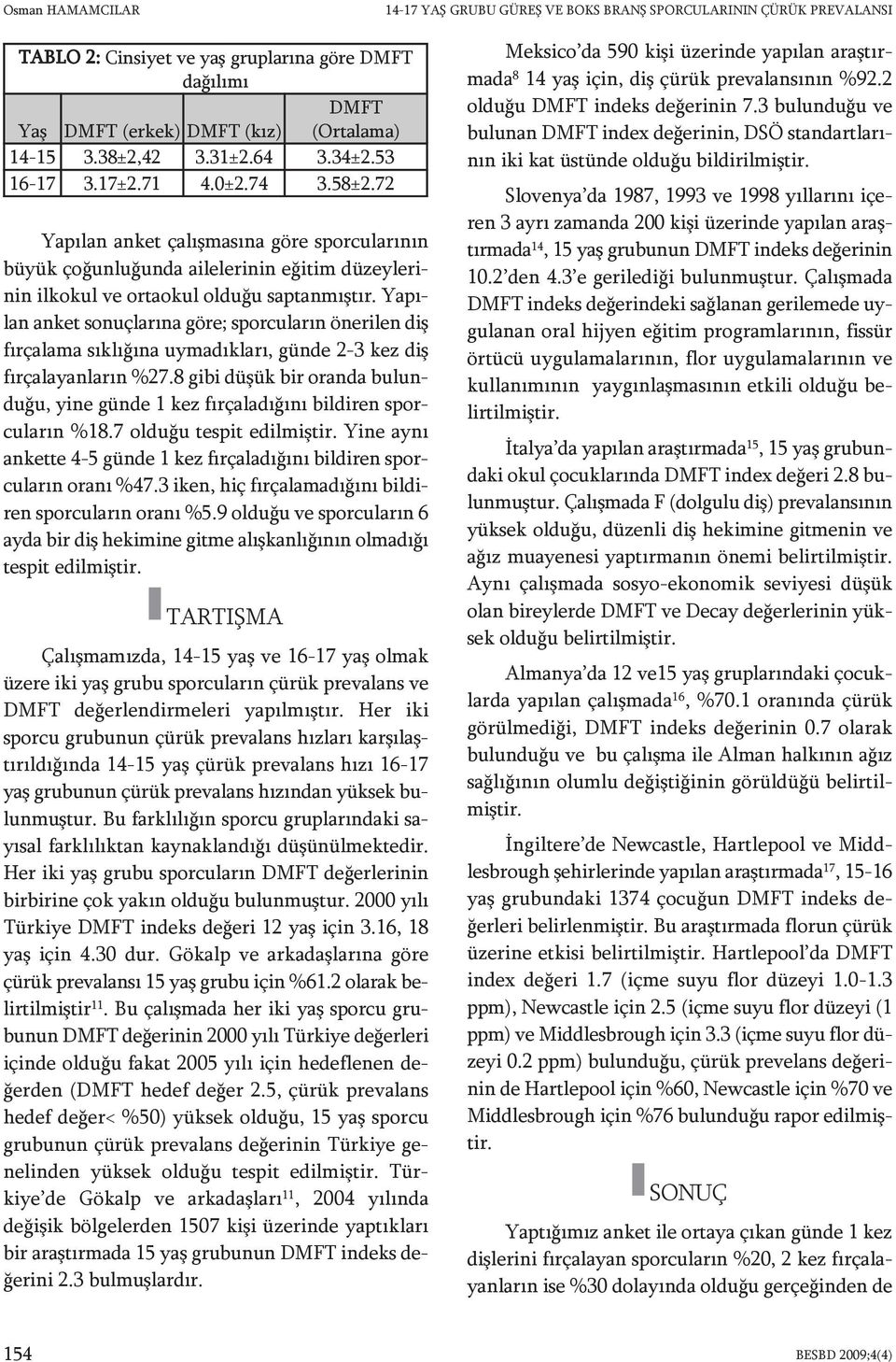 Yapılan anket sonuçlarına göre; sporcuların önerilen diş fırçalama sıklığına uymadıkları, günde 2-3 kez diş fırçalayanların %27.