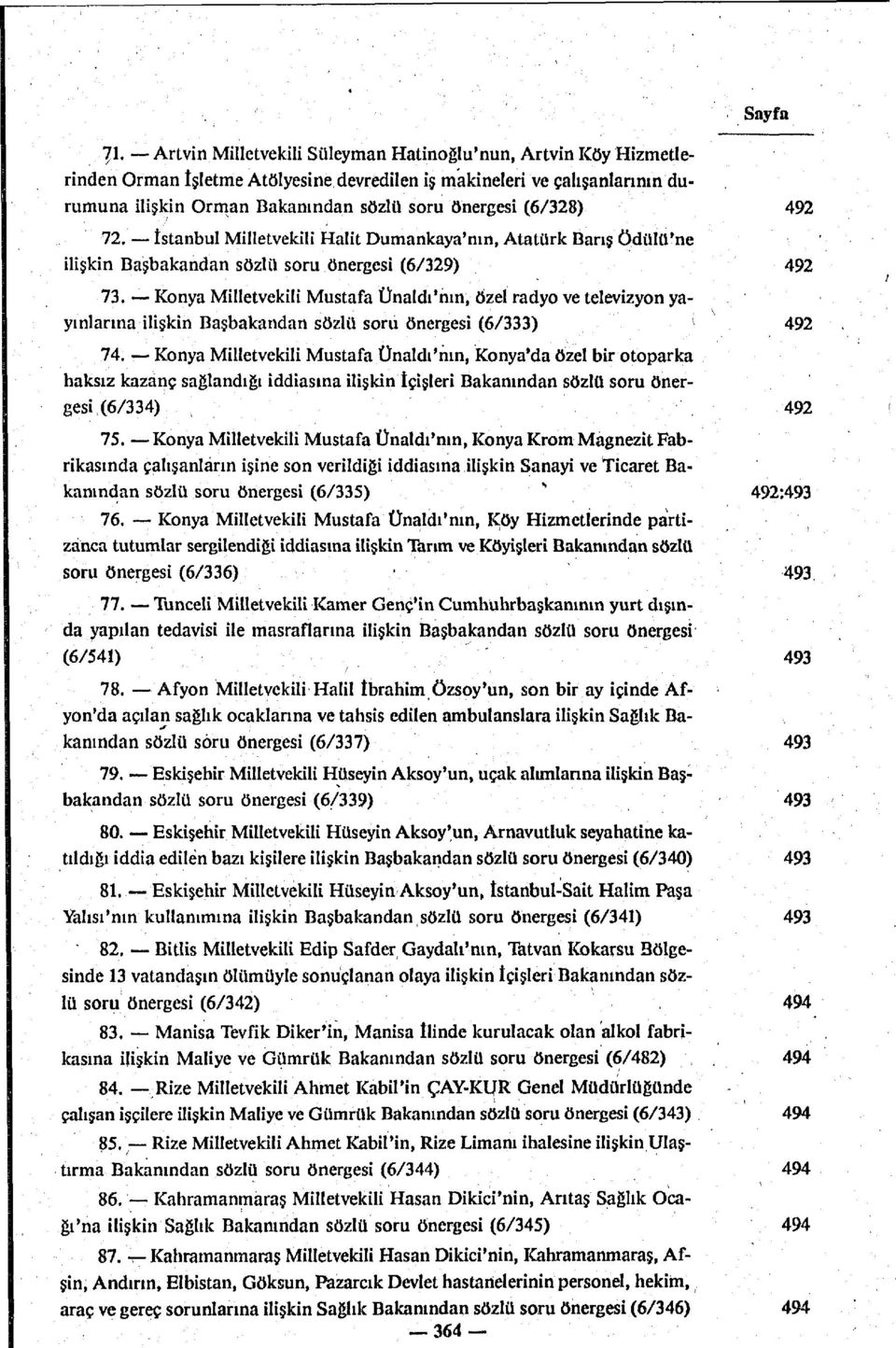 Konya Milletvekili Mustafa Ünaldı'nın, özel radyo ve televizyon yayınlarına ilişkin Başbakandan sözlü soru önergesi (6/333) 74.