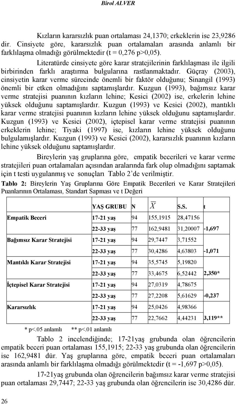 Literatürde cinsiyete göre karar stratejilerinin farklılaşması ile ilgili birbirinden farklı araştırma bulgularına rastlanmaktadır.