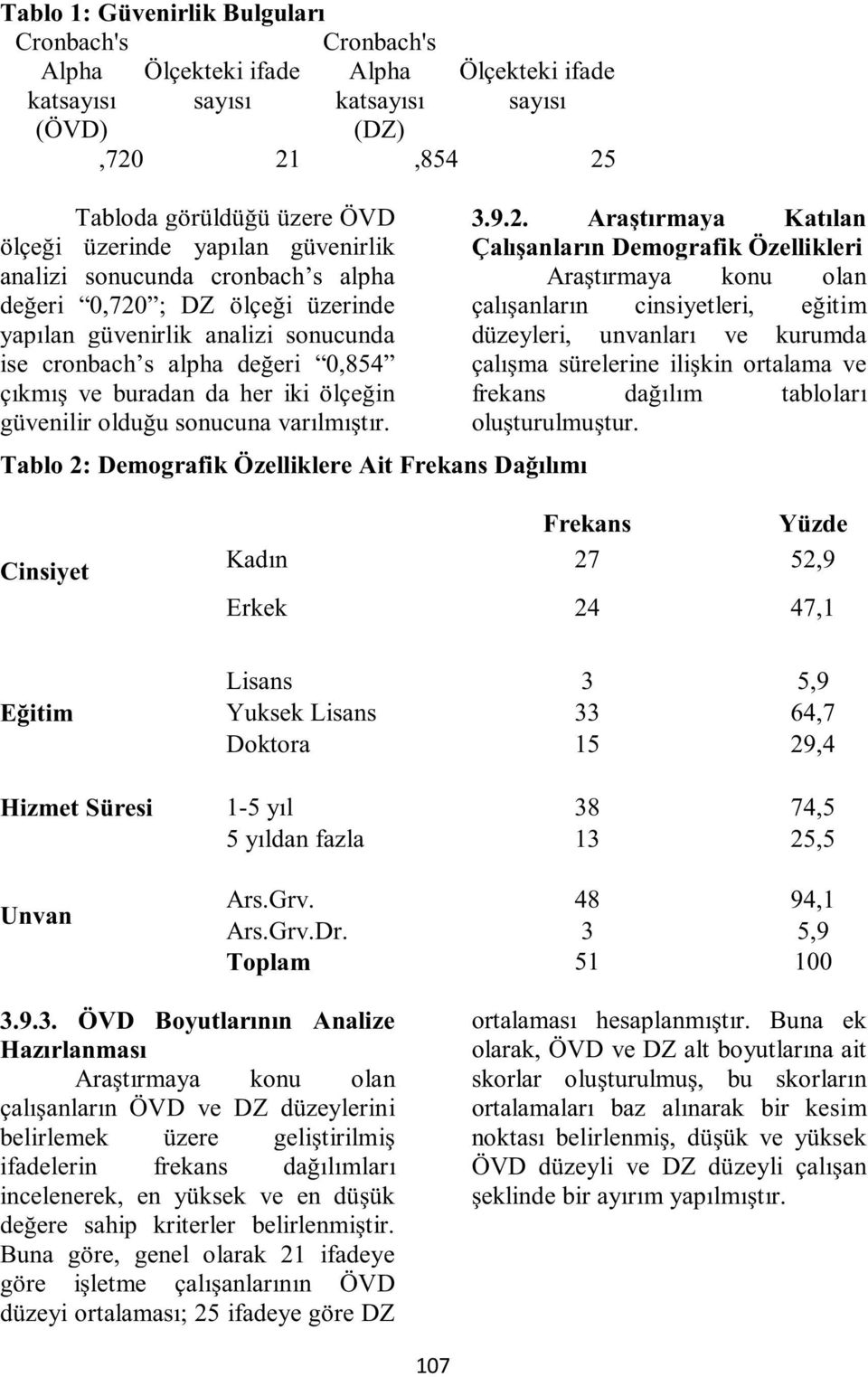 güvenilir olduğu sonucuna varılmıştır. Tablo 2: