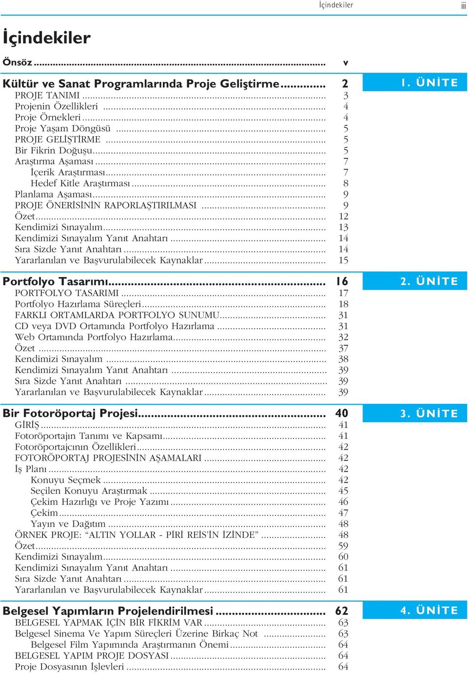 .. 13 Kendimizi S nayal m Yan t Anahtar... 14 S ra Sizde Yan t Anahtar... 14 Yararlan lan ve Baflvurulabilecek Kaynaklar... 15 Portfolyo Tasar m... 16 PORTFOLYO TASARIMI.