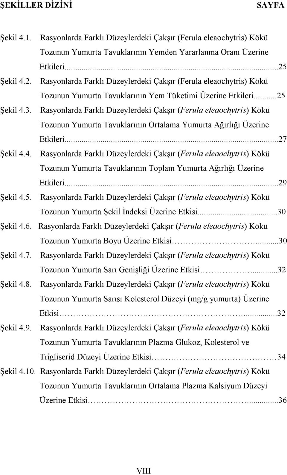 Rasyonlarda Farklı Düzeylerdeki Çakşır (Ferula eleaochytris) Kökü Tozunun Yumurta Tavuklarının Ortalama Yumurta Ağırlığı Üzerine Etkileri...27 Şekil 4.