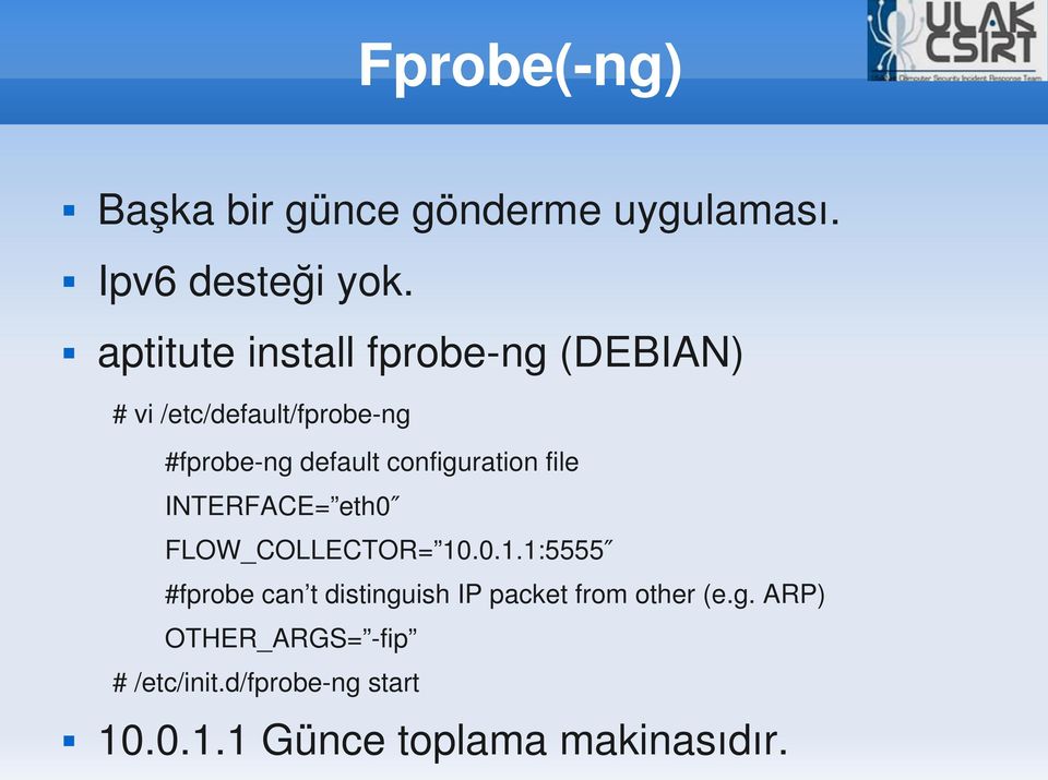 configuration file INTERFACE= eth0 FLOW_COLLECTOR= 10