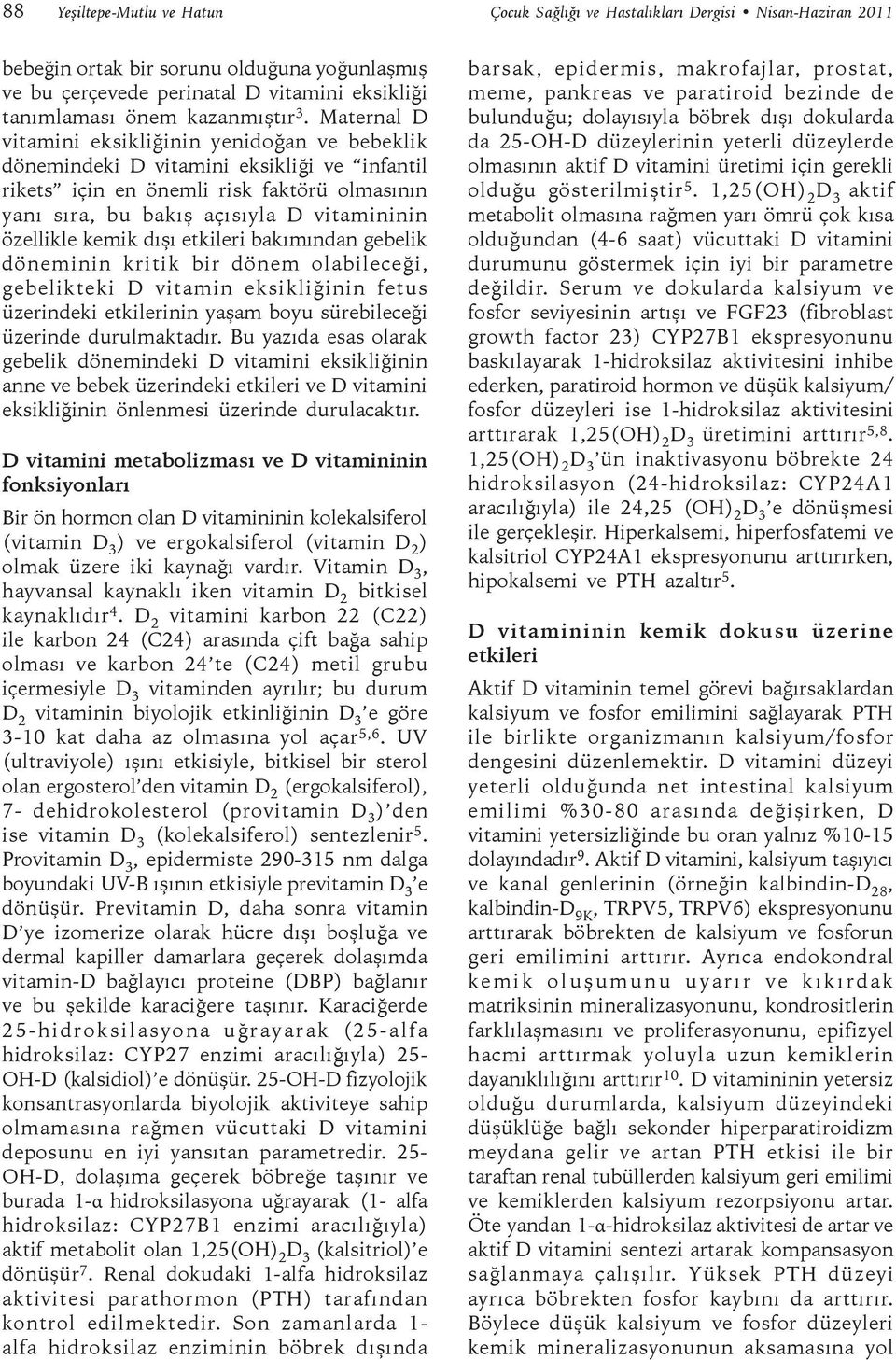 Maternal D vitamini eksikliğinin yenidoğan ve bebeklik dönemindeki D vitamini eksikliği ve infantil rikets için en önemli risk faktörü olmasının yanı sıra, bu bakış açısıyla D vitamininin özellikle