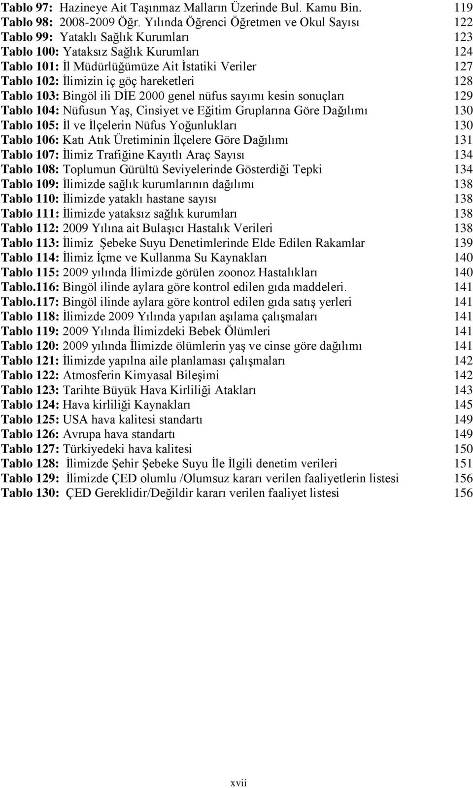 göç hareketleri 128 Tablo 103: Bingöl ili DĠE 2000 genel nüfus sayımı kesin sonuçları 129 Tablo 104: Nüfusun YaĢ, Cinsiyet ve Eğitim Gruplarına Göre Dağılımı 130 Tablo 105: Ġl ve Ġlçelerin Nüfus