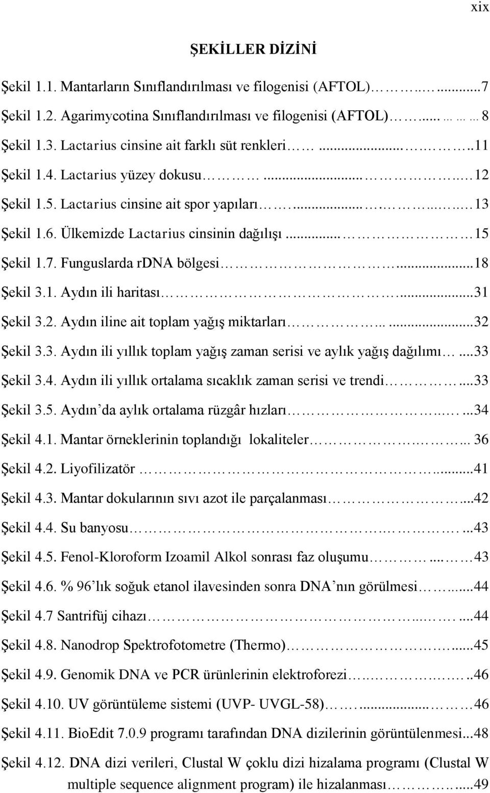 Ülkemizde Lactarius cinsinin dağılışı... 15 Şekil 1.7. Funguslarda rdna bölgesi... 18 Şekil 3.1. Aydın ili haritası.... 31 Şekil 3.2. Aydın iline ait toplam yağış miktarları...... 32 Şekil 3.3. Aydın ili yıllık toplam yağış zaman serisi ve aylık yağış dağılımı.