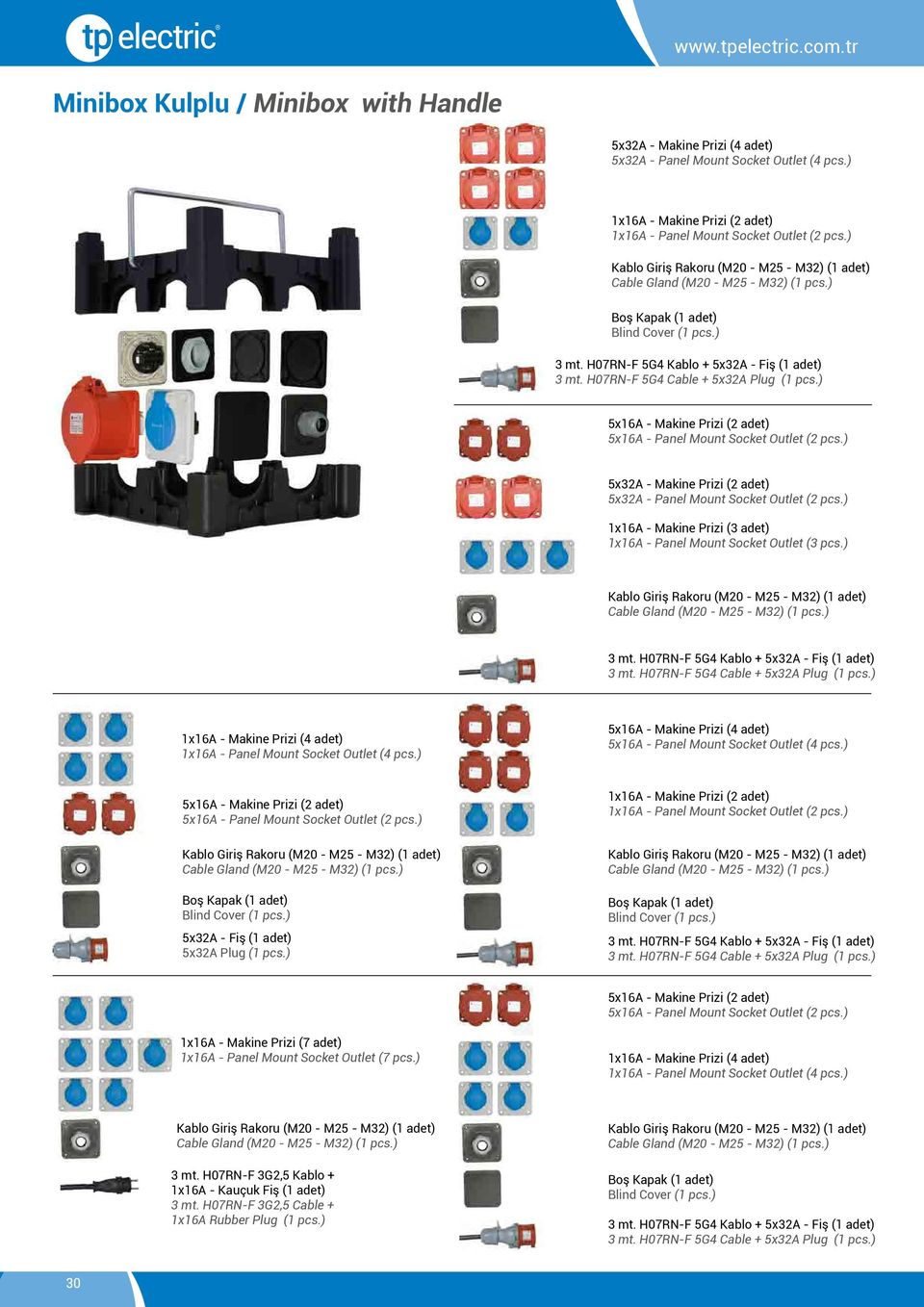 ) 1x16A - Makine Prizi (3 adet) 1x16A - Panel Mount Socket Outlet (3 pcs.