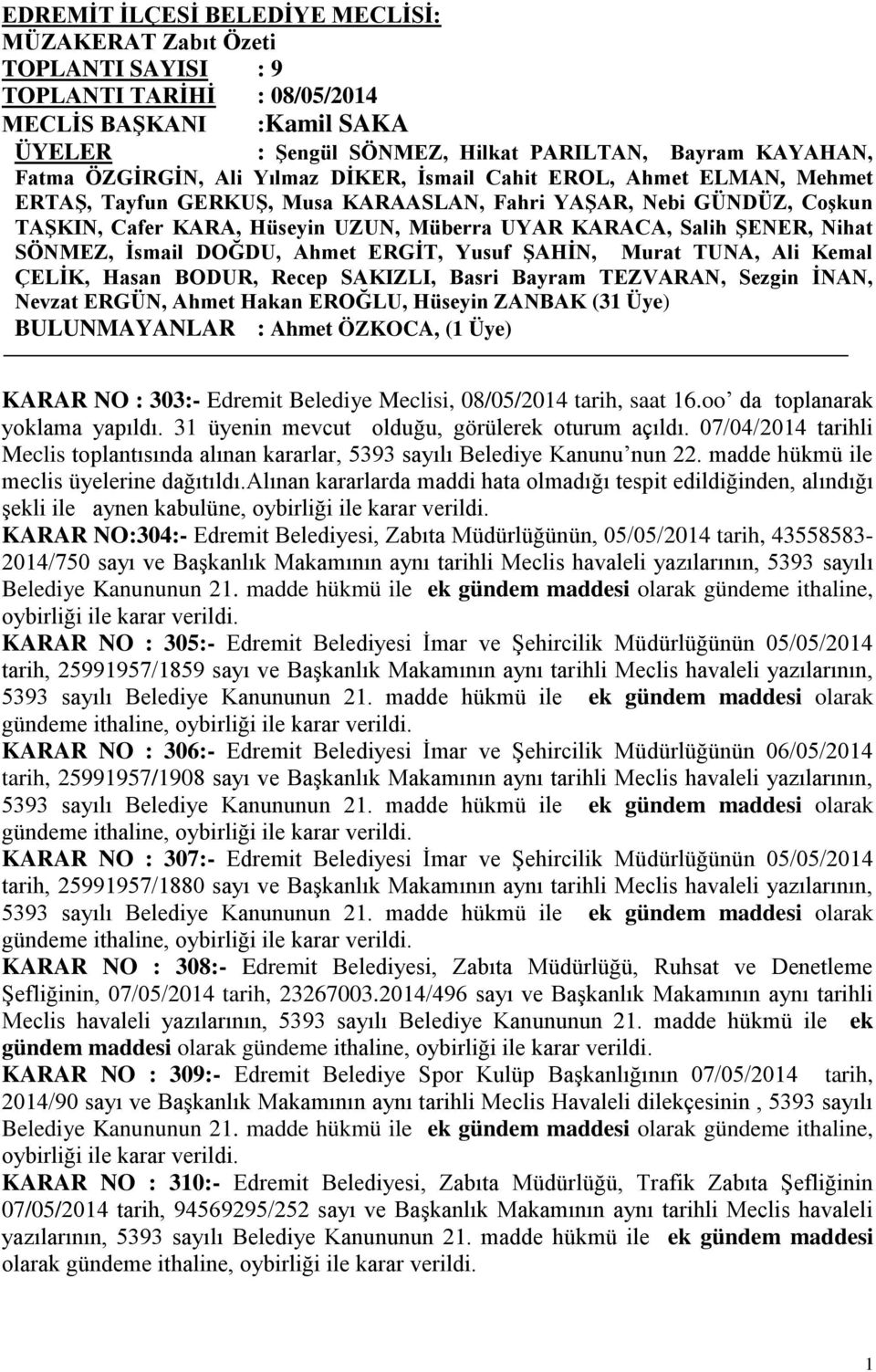 ġener, Nihat SÖNMEZ, Ġsmail DOĞDU, Ahmet ERGĠT, Yusuf ġahġn, Murat TUNA, Ali Kemal ÇELĠK, Hasan BODUR, Recep SAKIZLI, Basri Bayram TEZVARAN, Sezgin ĠNAN, Nevzat ERGÜN, Ahmet Hakan EROĞLU, Hüseyin